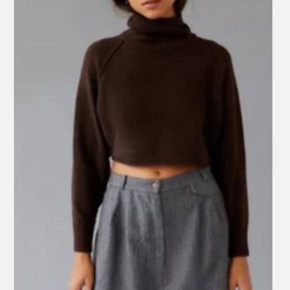 Urban Outfitters Kyla crop brown turtleneck sweater S - Picture 2 of 9